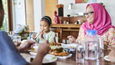 Family eating a meal